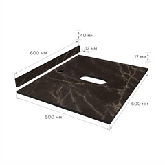 Столешница night quartzite 600х500х12 мм компакт-ламинат с плинтусом Slotex - фото 2