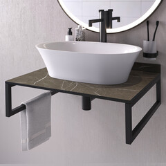 Столешница active marble 600х500х12 мм компакт-ламинат с плинтусом Slotex - фото 3