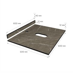 Столешница active marble 600х500х12 мм компакт-ламинат с плинтусом Slotex - фото 2