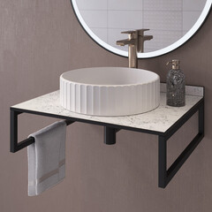 Столешница белый мрамор 600х500х16 мм компакт-ламинат с плинтусом Slotex - фото 3