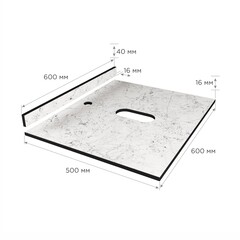Столешница белый мрамор 600х500х16 мм компакт-ламинат с плинтусом Slotex - фото 2