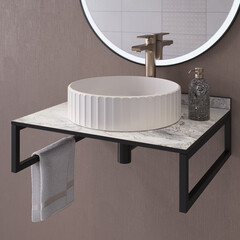 Столешница кварцит супербелый 600х500х16 мм компакт-ламинат с плинтусом Slotex - фото 3