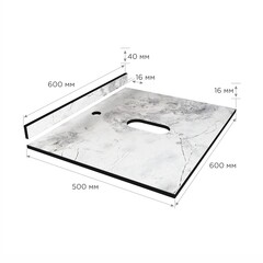 Столешница кварцит супербелый 600х500х16 мм компакт-ламинат с плинтусом Slotex - фото 2