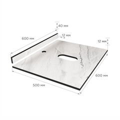 Столешница azurita white 600х500х16 мм компакт-ламинат с плинтусом Slotex - фото 2