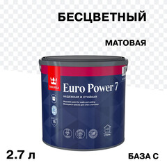 Изображение товара Краска моющаяся Tikkurila/Tikkivala Euro Power 7 база С бесцветная 2,7 л
