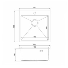 Мойка для кухни Mixline Pro 50х50х20 см врезная с сифоном сталь нано декор сатин (556577) - фото 2