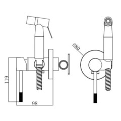 Смеситель с гигиеническим душем встраиваемый Voda Vessel со скрытой частью в комплекте графит (VSL01GM) - фото 2