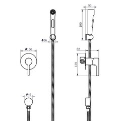Смеситель с гигиеническим душем встраиваемый Voda Column со скрытой частью в комплекте хром (CLM83H) - фото 3