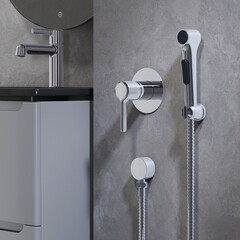 Смеситель с гигиеническим душем встраиваемый Voda Column со скрытой частью в комплекте хром (CLM83H) - фото 2