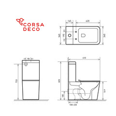 Унитаз-компакт Corsa Deco TX Tornado безободковый с универсальным выпуском с сиденьем дюропласт микролифт белый (TPTX610QT) - фото 2