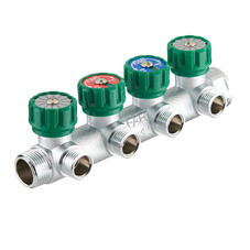 Коллектор Far 3/4 ВР(г) х 4 выхода 1/2 НР(ш) ЕК х 3/4 НР(ш) регулирующий с вставкой под плоское уплотнение (FK 3824 3412UN)