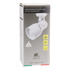 Трековый светильник однофазный Arte Lamp Lyra 40 Вт E27 2 кв.м белый (A6252PL-1WH) - фото 2