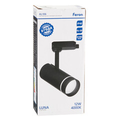 Светодиодный трековый светильник однофазный Feron 4000К 12 Вт черный (32445) - фото 2