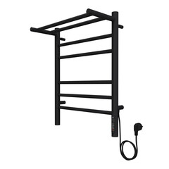 Полотенцесушитель электрический Terminus Аврора П6 с полкой 600х482 мм 180 Вт с терморегулятором черный - фото 2