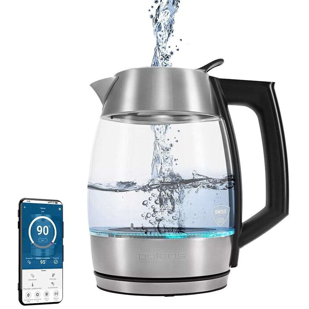 

Электрический чайник Polaris PWK 1841CGLD WIFI IQ Home 1,8 л черный/сталь