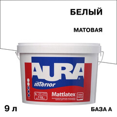 Изображение товара Краска моющаяся Aura Interior Mattlatex база А белая 9 л
