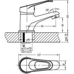 Смеситель для раковины Eco однорычажный хром (354 ECO) - фото 2