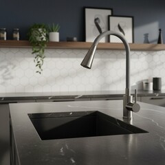 Смеситель для кухни Esko Kitchen серый с гибким изливом однорычажный (K47GMG) - фото 2