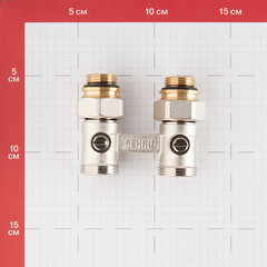 Узел нижнего подключения Rehau 1/2 НР(ш) х 3/4 ЕК НР(ш) с шаровыми кранами и накидными гайками прямой для радиатора (12407271001) - фото 2