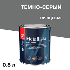 Изображение товара Краска по ржавчине Tikkurila/Tikkivala Metallista темно-серая гладкая глянцевая 0,8 л
