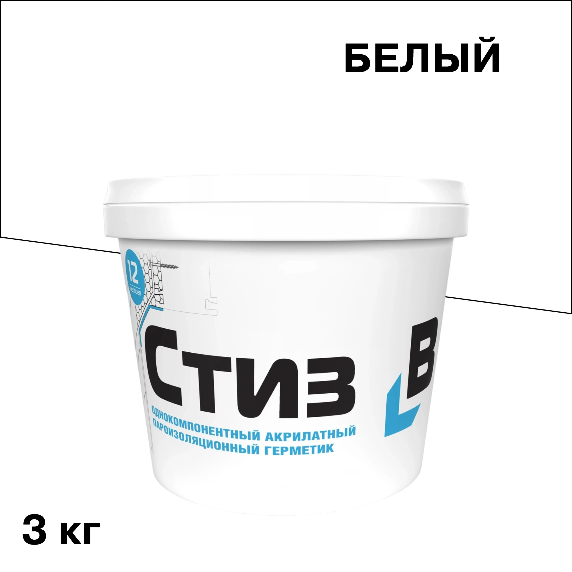 Изображение товара Герметик акриловый Сазиласт Стиз В 3 кг для окон