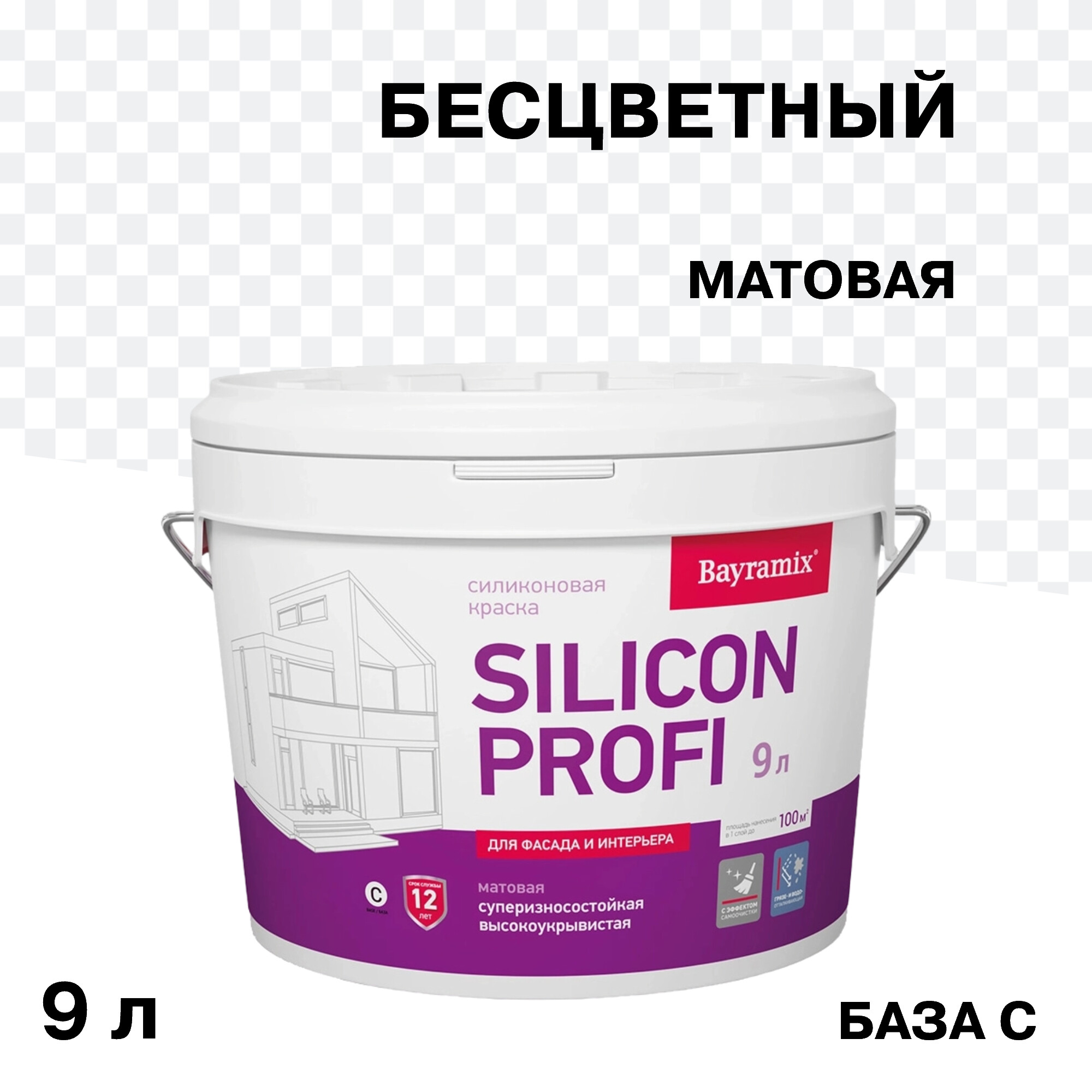 Изображение товара Фасадная силиконовая краска Bayramix Silicon Profi 9 л бесцветная