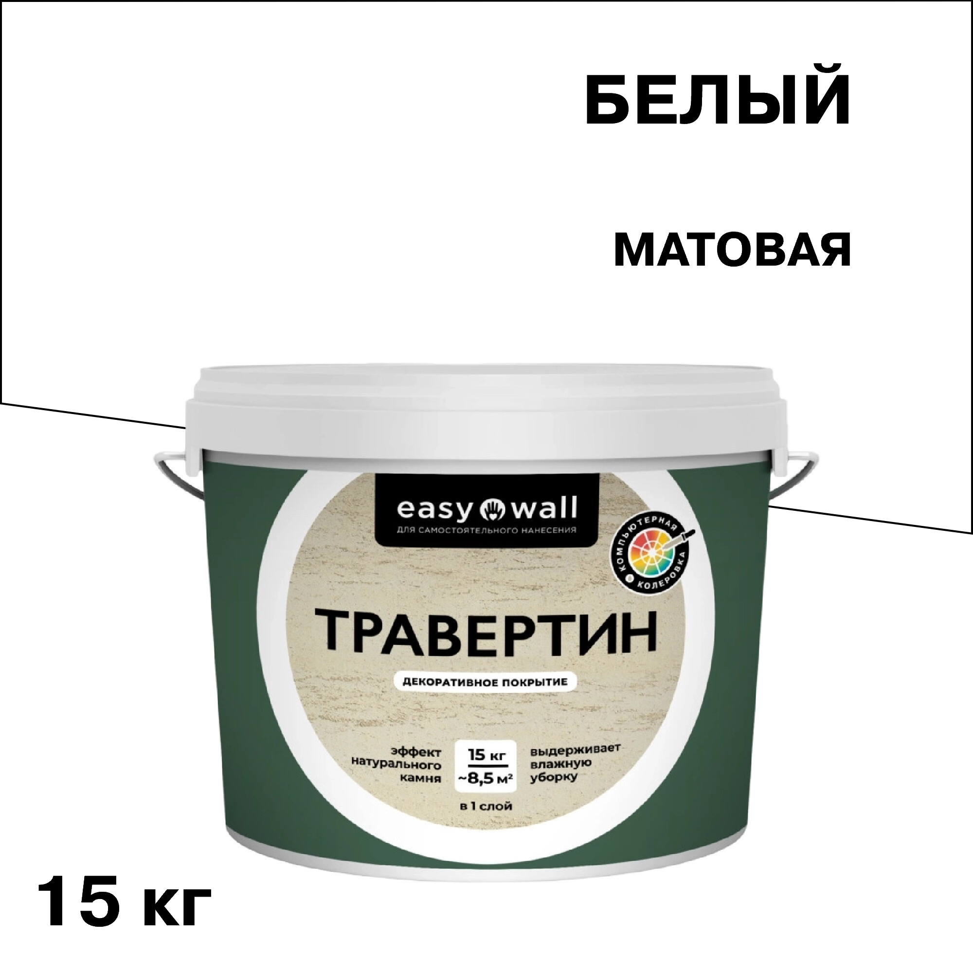 Изображение товара Декоративное покрытие Bayramix Easy Wall Травертин белая 15 кг акриловая штукатурка для стен и пото