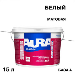 Изображение товара Краска моющаяся Aura Interior Mattlatex база A белая 15 л