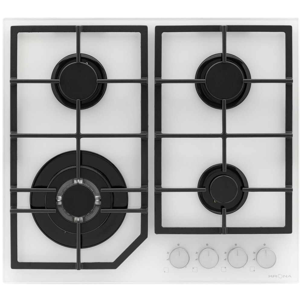 

Варочная панель газовая Krona Nebel 60 WH W 4 конфорки белая, Белый
