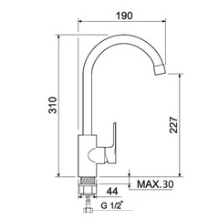 Смеситель для кухни РМС хром с высоким изливом однорычажный (SL133-017F) - фото 2