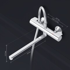 Смеситель для ванны AM.PM X-Joy хром термостатический с длинным изливом без лейки (F85A50900) - фото 7