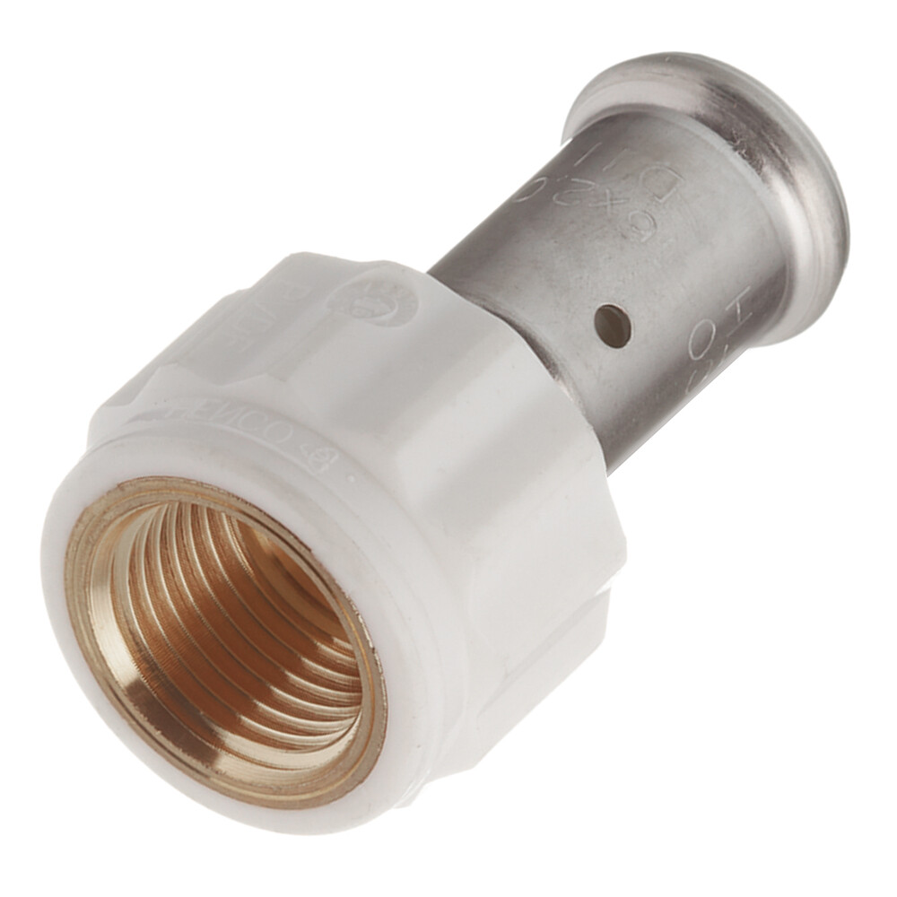 Изображение товара Муфта Henco (18PKW-1604) 16(пресс) х 1/2 ВР(г) PVDF белая
