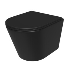 Изображение товара Унитаз подвесной Corsa Deco NX Tornado безободковый черный с сиденьем дюропласт микролифт смыв торнадо (WHNX520STB)