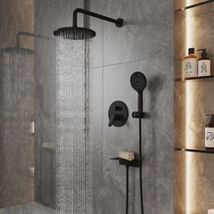 Душевая система Milardo Rora встраиваемая с верхним душем с лейкой черная матовая (RORBL02M67) - фото 9