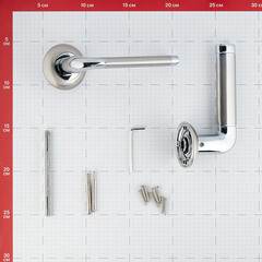 Ручка дверная круглая розетка белый никель/хром - фото 2