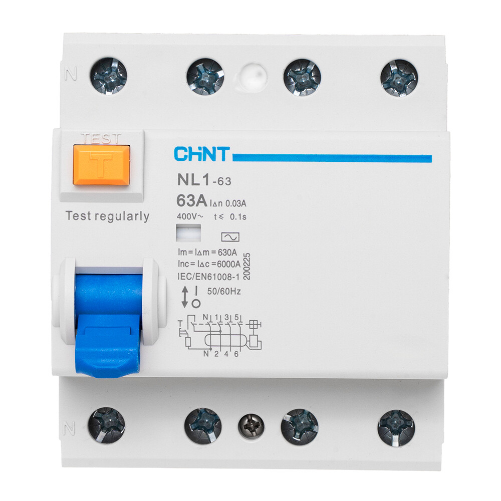 Изображение товара УЗО Chint NL1-63 63А 3P+N тип AC 30 мА