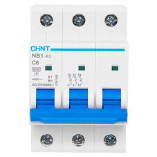 Автоматический выключатель модульный Chint NB1-63 3P 6А тип C 6 кА 400 В (179709)