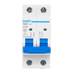 Автоматический выключатель модульный Chint NB1-63 2P 10А тип C 6 кА 400 В (179656) - фото 1