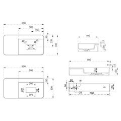 Раковина Abber Stein 80 см подвесная белая матовая (AS2627-0.8) - фото 2