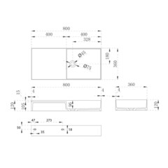 Раковина Abber Stein 80 см подвесная белая матовая (AS2648) - фото 2