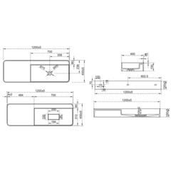 Раковина Abber Stein 120 см подвесная белая матовая (AS2627-1.2) - фото 2