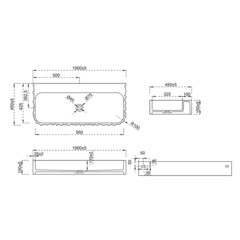 Раковина Abber Stein 100 см подвесная белая матовая (AS2652-1.0) - фото 2