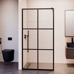 Душевая перегородка RGW WA-11B черная 100х200 см стекло прозрачное 8 мм (32101110-84) - фото 4