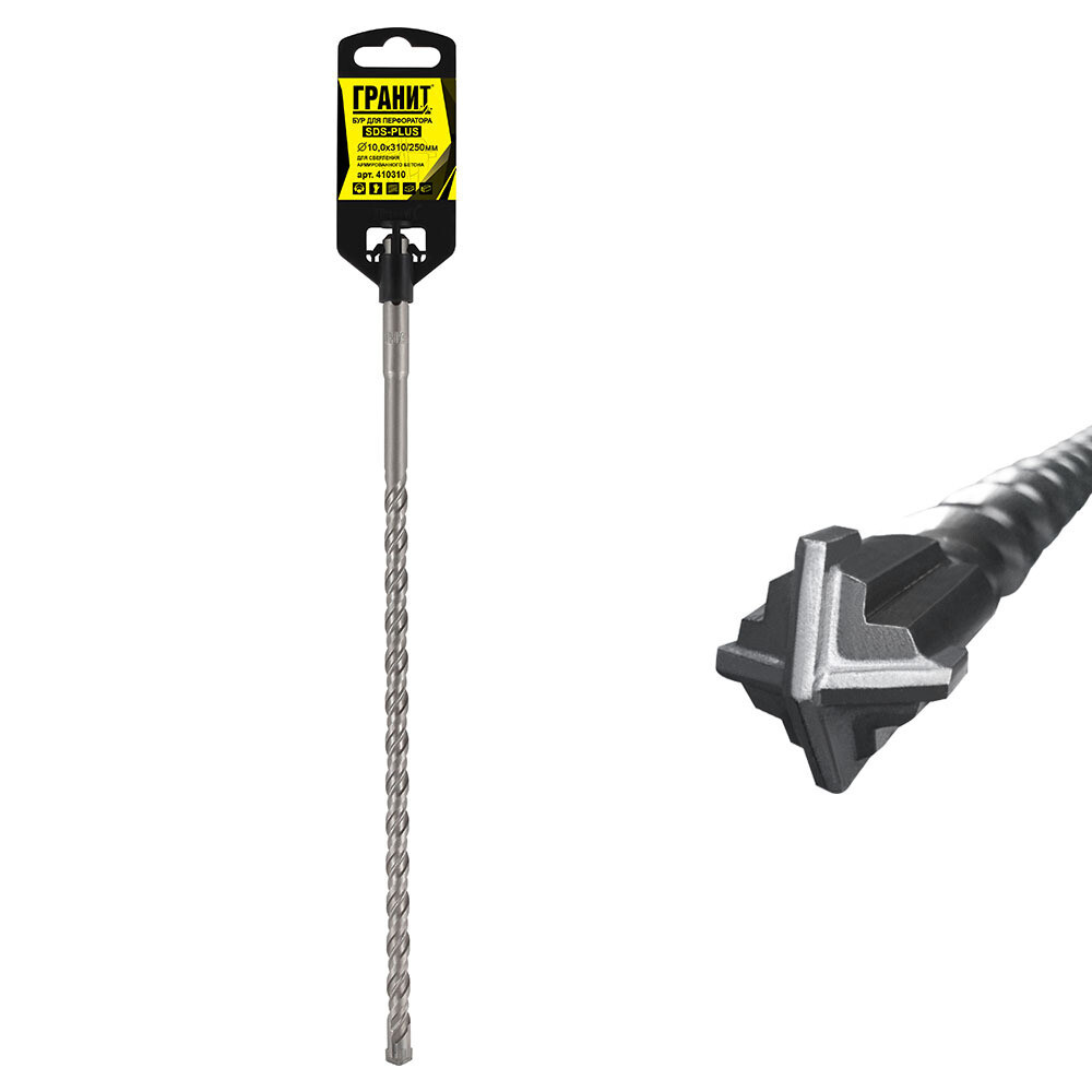 

Бур SDS-plus Гранит Quadro-X 10х250х310 мм (410310)