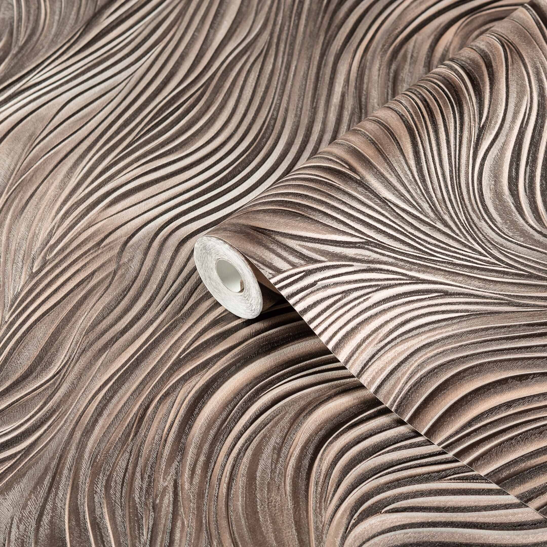 Изображение товара Обои Victoria Stenova Revolute 588048 коричневыми тиснеными