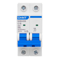 Автоматический выключатель модульный Chint NXB-63S 2P 16А тип C 4,5 кА 400 В (296788 Chint) - фото 1