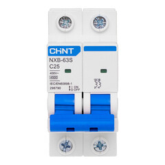 Автоматический выключатель модульный Chint NXB-63S 2P 25А тип C 4,5 кА 400 В (296790 Chint) - фото 1