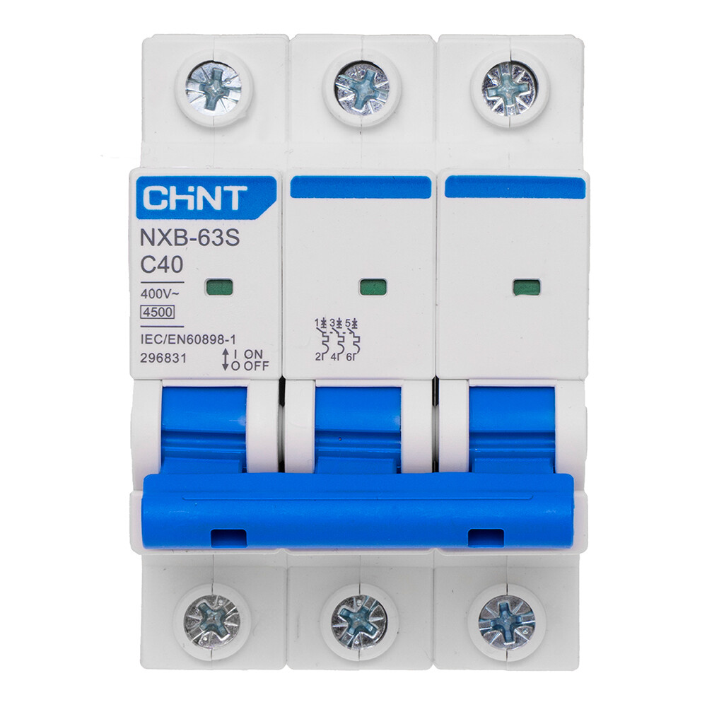 Изображение товара Автоматический выключатель модульный Chint NXB-63S 3P 40А IP20