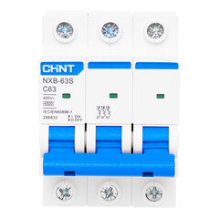 Автоматический выключатель модульный Chint NXB-63S 3P 63А тип C 4,5 кА 400 В (296833 Chint) - фото 1