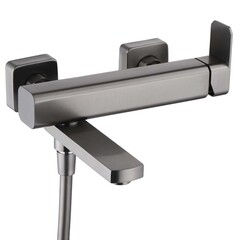 Смеситель для ванны Tokito Aomori графит однорычажный с коротким изливом с лейкой (TOK-AOM-1014GM) - фото 15